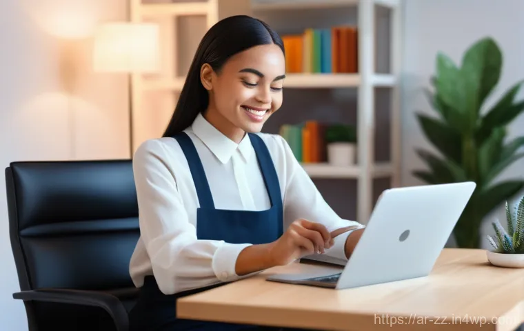생성적 대화법의 실전 적용 사례 - **Prompt:** A young, diverse professional woman (20s-30s) is comfortably seated in a modern, well-li...