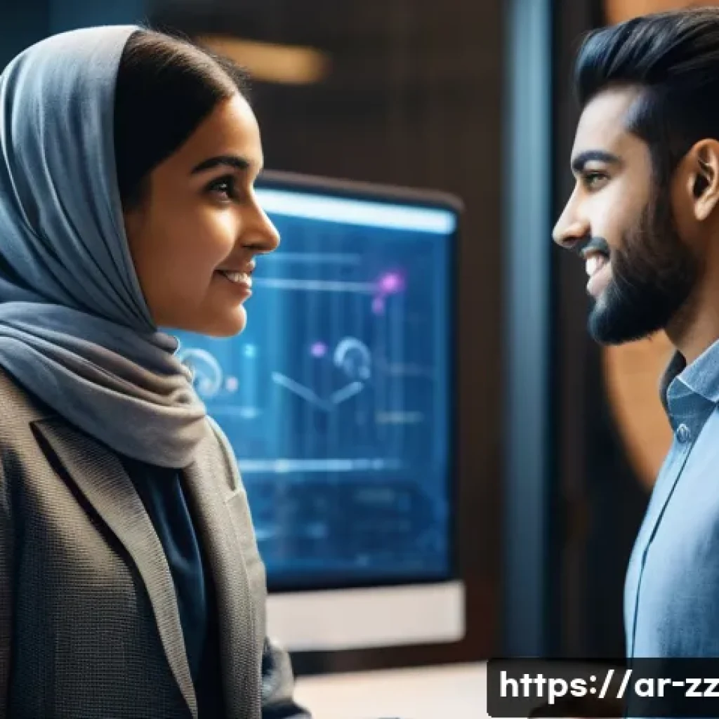 생성적 대화법의 효과를 높이는 질문 기술 - A diverse group of tech-savvy young adults, both male and female, in a modern, sunlit office located...